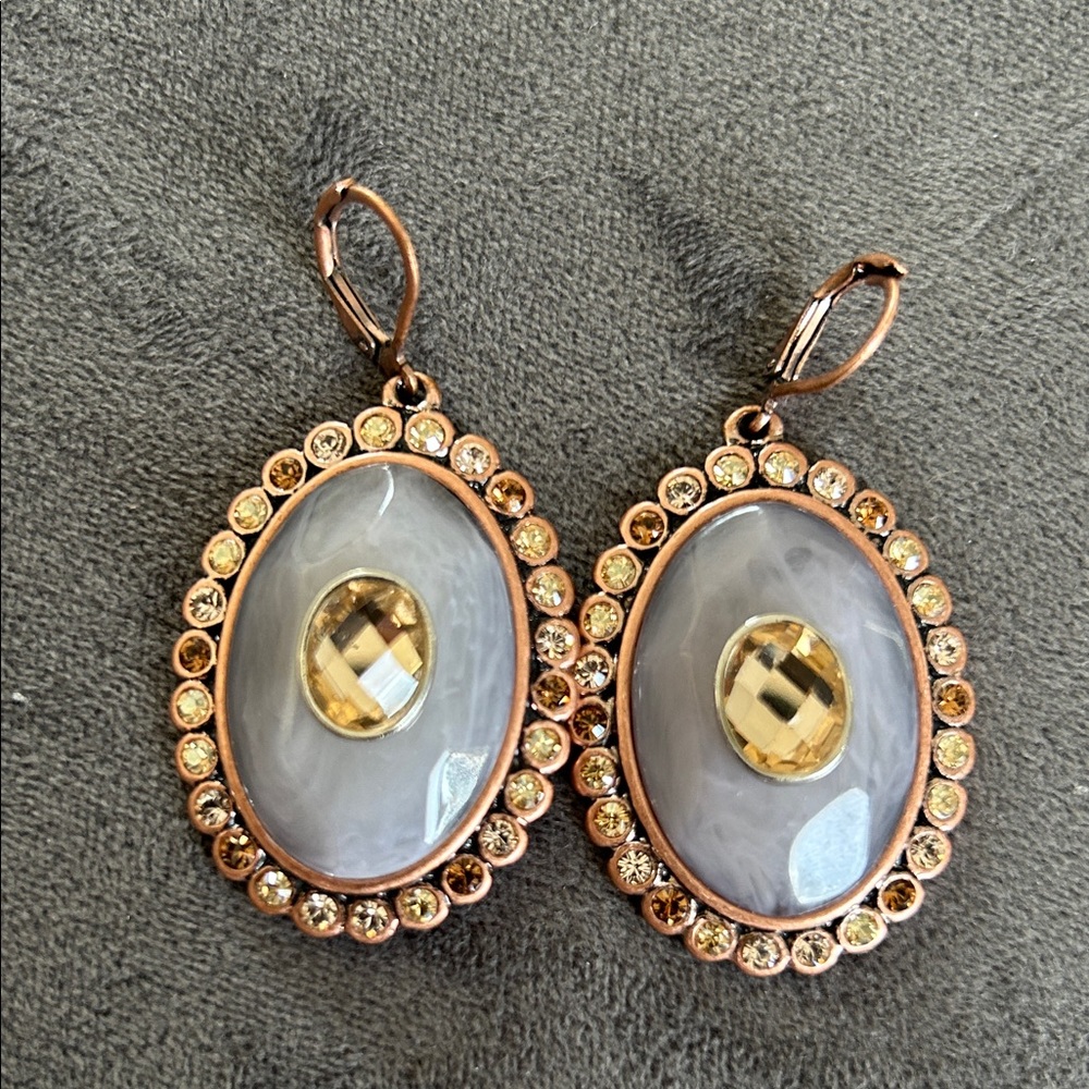 Heidi Klum Intimates Rose Gold and Cream Oval Earrings